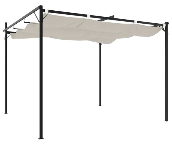 Krémszínű pergola behúzható tetővel 295 x 292 x 230 cm