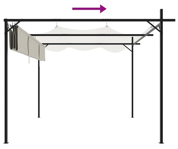 Krémszínű pergola behúzható tetővel 295 x 292 x 230 cm
