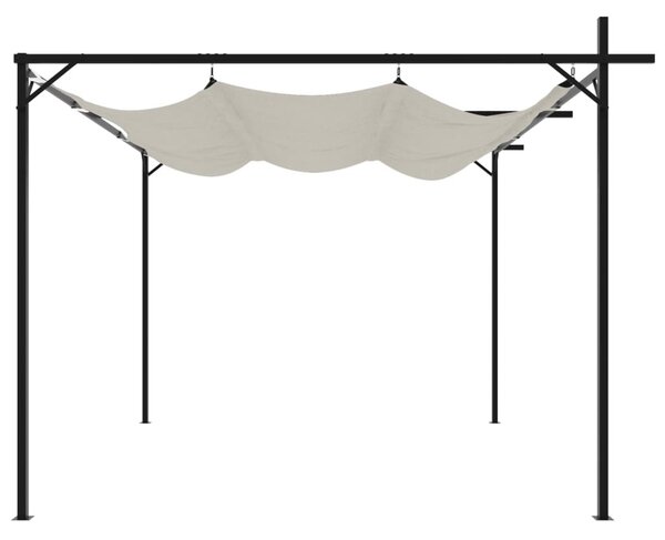 Krémszínű pergola behúzható tetővel 295 x 292 x 230 cm