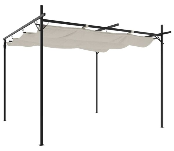 Krémszínű pergola behúzható tetővel 295 x 292 x 230 cm