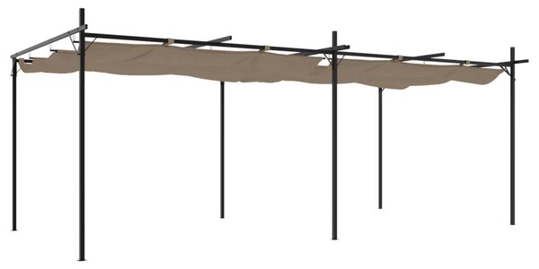 Tópszínű pergola behúzható tetővel 589 x 292 x 230 cm