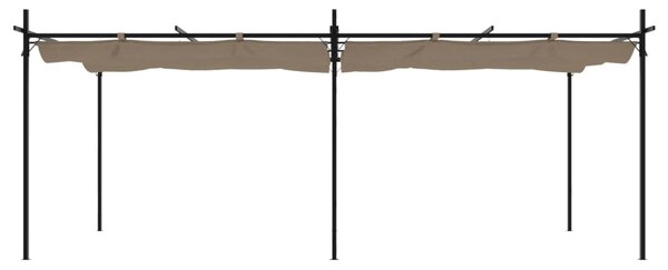 Tópszínű pergola behúzható tetővel 589 x 292 x 230 cm