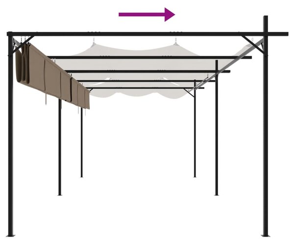 Tópszínű pergola behúzható tetővel 589 x 292 x 230 cm
