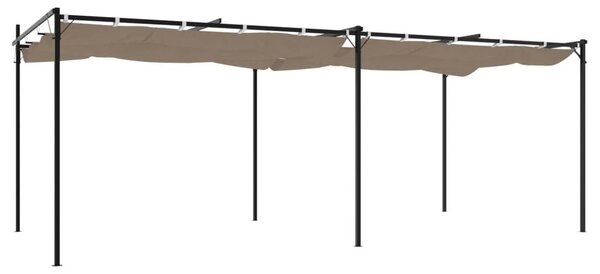 Tópszínű pergola behúzható tetővel 589 x 292 x 230 cm