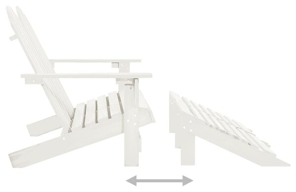 Kétszemélyes fehér fenyőfa kerti adirondack szék és zsámoly