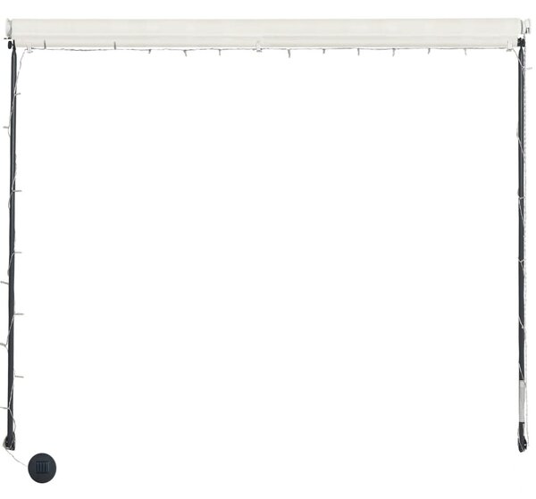 Feltekerhető krémszínű napellenző LED-del 300 x 150 cm
