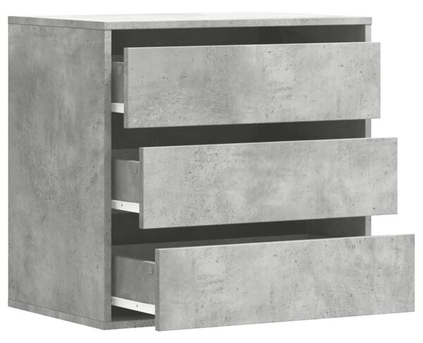 Betonszürke szerelt fa fiókos sarokszekrény 60 x 41 x 58 cm