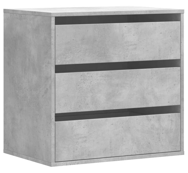 Betonszürke szerelt fa fiókos sarokszekrény 60 x 41 x 58 cm