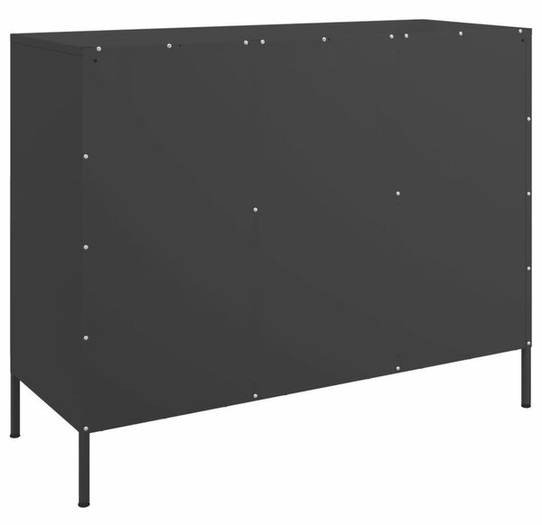Fekete acél tálalószekrény 100,5 x 39 x 79 cm