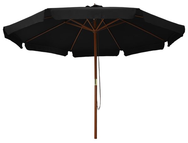 Fekete kültéri napernyő farúddal 330 cm