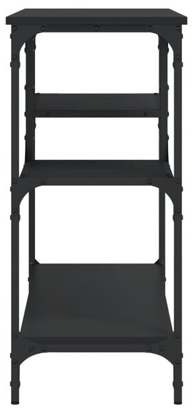 Fekete tálalóasztal polcokkal 100 x 35 x 75 cm