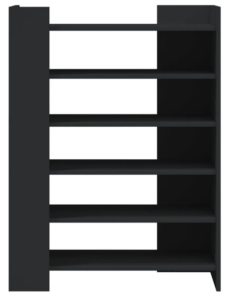 Fekete szerelt fa cipőszekrény 74,5 x 37,5 x 100 cm
