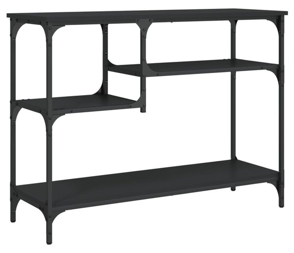 Fekete tálalóasztal polcokkal 100 x 35 x 75 cm