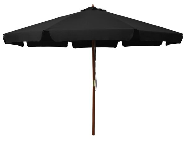 Fekete kültéri napernyő farúddal 330 cm