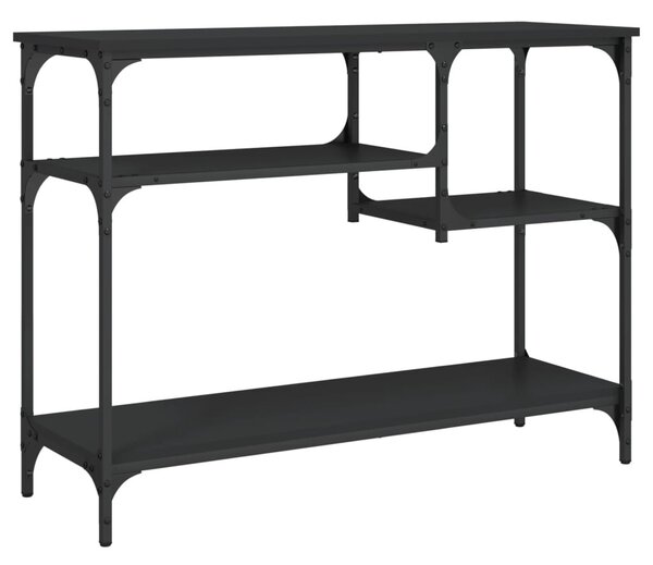 Fekete tálalóasztal polcokkal 100 x 35 x 75 cm