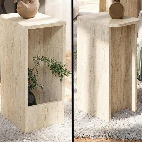 Hanah Home Side Table Travertine Amon - Travertine