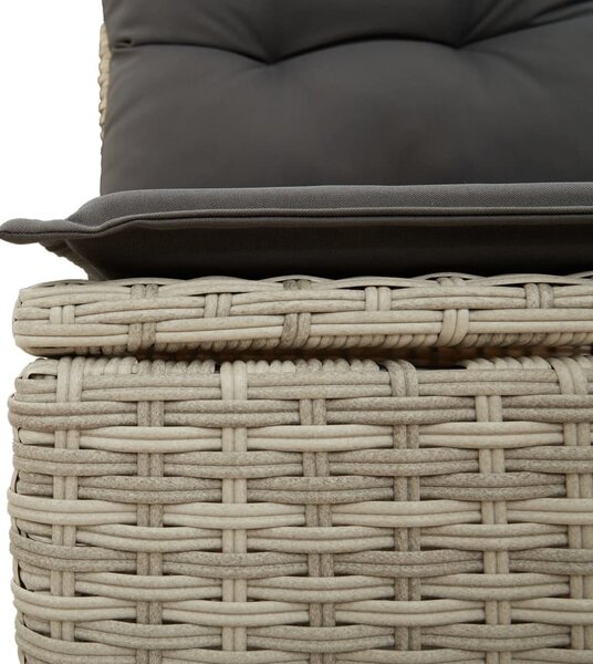 11 részes világosszürke polyrattan kerti ülőgarnitúra párnákkal