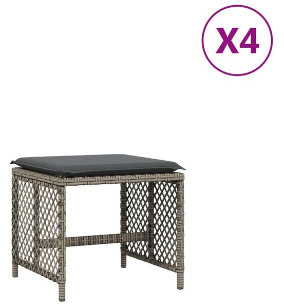 4 db szürke polyrattan kerti szék párnával 41 x 41 x 36 cm