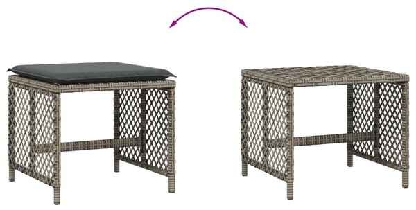 4 db szürke polyrattan kerti szék párnával 41 x 41 x 36 cm