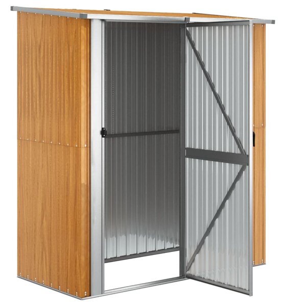 Horganyzott acél, fahatású kerti fészer 180,5 x 97 x 209,5 cm