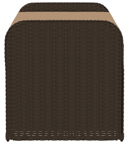 Barna polyrattan tárolópad párnával 115 x 51 x 52 cm