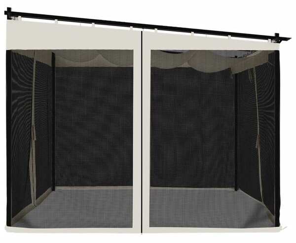 Krémszínű acél pavilon hálós oldalakkal 3 x 3 m