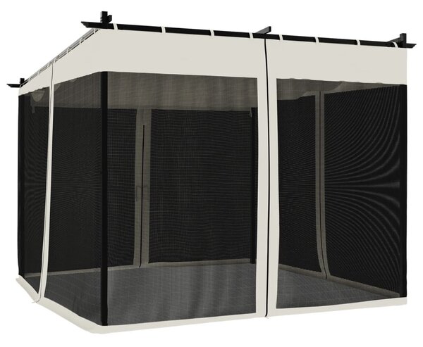 Krémszínű acél pavilon hálós oldalakkal 3 x 3 m