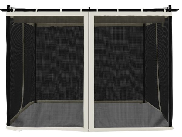 Krémszínű acél pavilon hálós oldalakkal 3 x 3 m