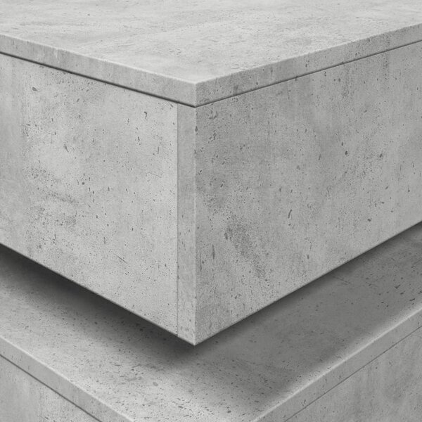 Betonszürke dohányzóasztal LED-lámpákkal 50 x 50 x 40 cm