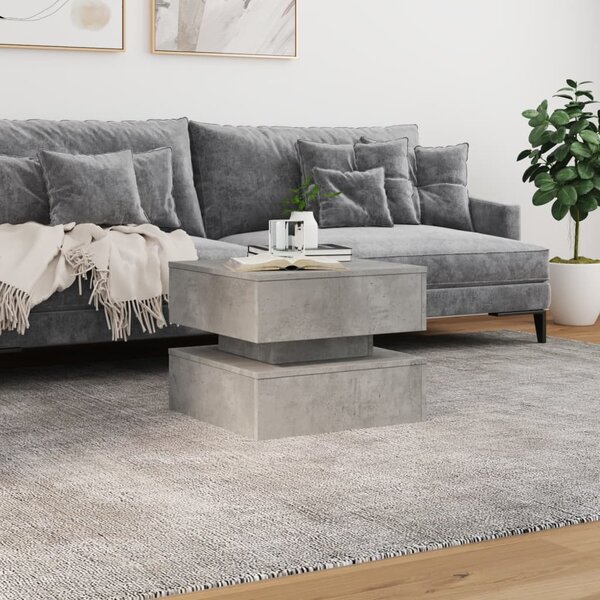 Betonszürke dohányzóasztal LED-lámpákkal 50 x 50 x 40 cm