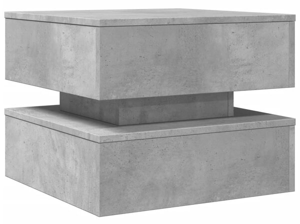 Betonszürke dohányzóasztal LED-lámpákkal 50 x 50 x 40 cm