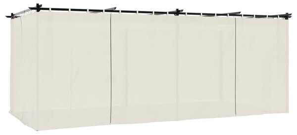 Krémszínű acél pavilon függönyökkel 6 x 3 m