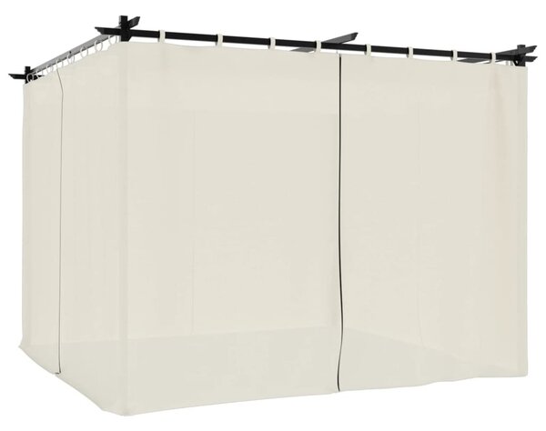 Krémszínű acél pavilon függönyökkel 3 x 3 m