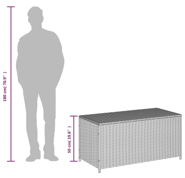 Vegyes bézs polyrattan kerti tárolóláda 190 L