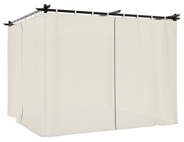 Krémszínű acél pavilon függönyökkel 3 x 3 m