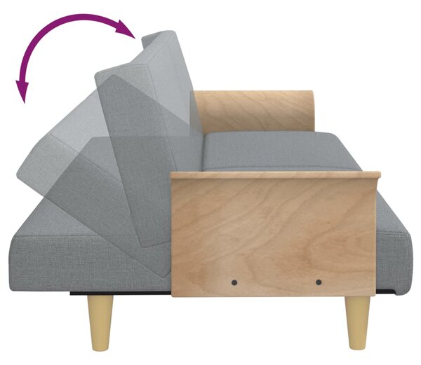 VidaXL világosszürke szövet kanapéágy karfával