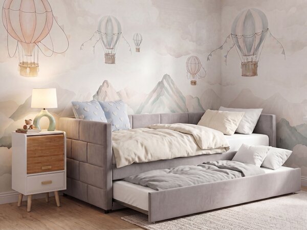 Kihúzható heverő Bársony CHAVONNE 90 x 200 cm Világosszürke