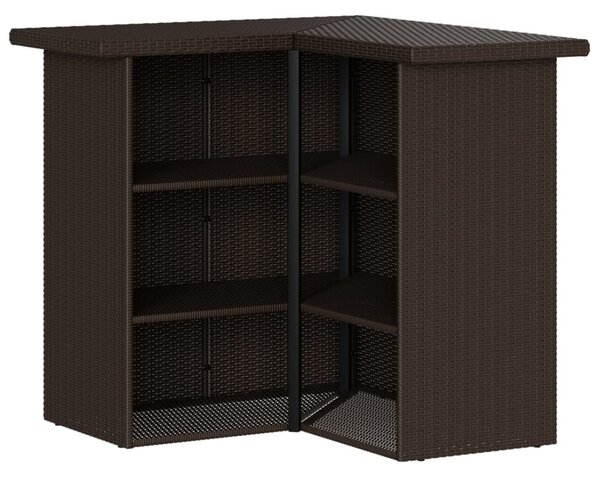 3 részes barna polyrattan kerti bárszett párnákkal