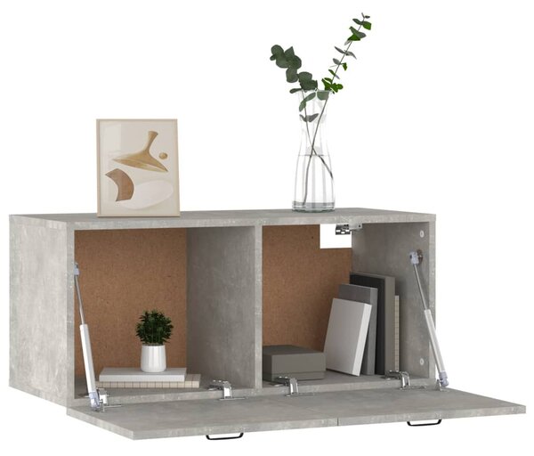 Betonszürke szerelt fa faliszekrény 80 x 36,5 x 35 cm