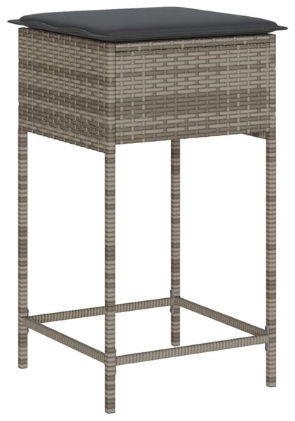 5 részes szürke polyrattan kerti bárszett párnákkal