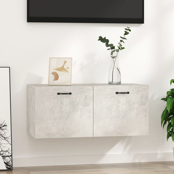 Betonszürke szerelt fa faliszekrény 80 x 36,5 x 35 cm