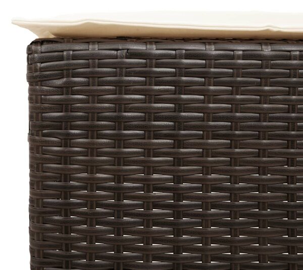 5 részes barna polyrattan kerti bárszett párnákkal