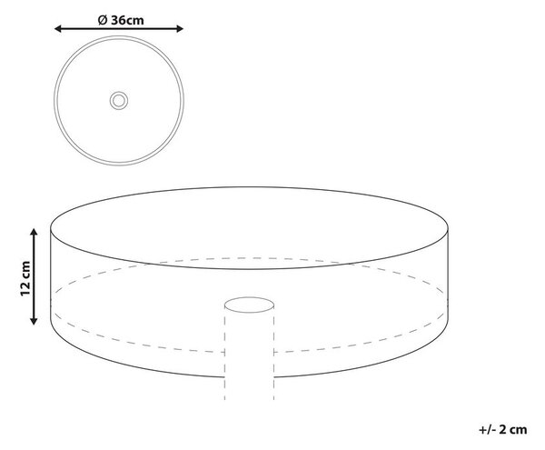 Pultra helyezhető mosdókagyló CALIG ⌀ 36 cm Kerámia Fekete/fehér