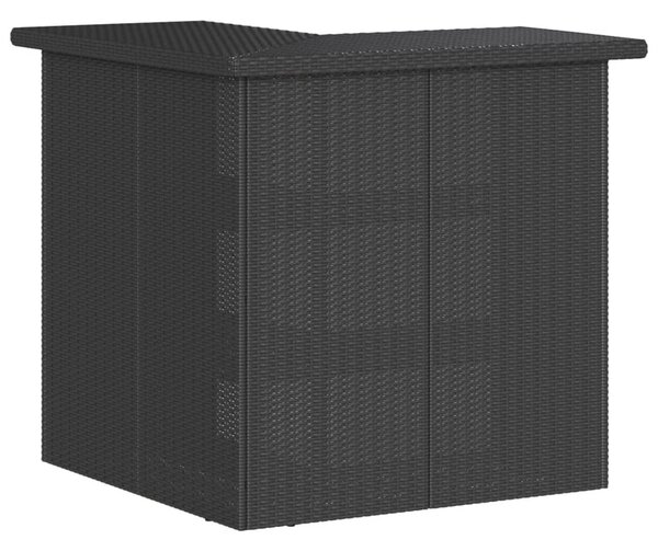 3 részes fekete polyrattan kerti bárszett párnával