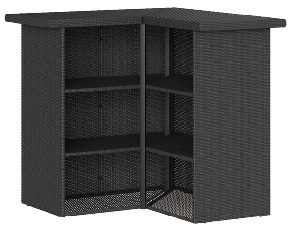 3 részes fekete polyrattan kerti bárszett párnával
