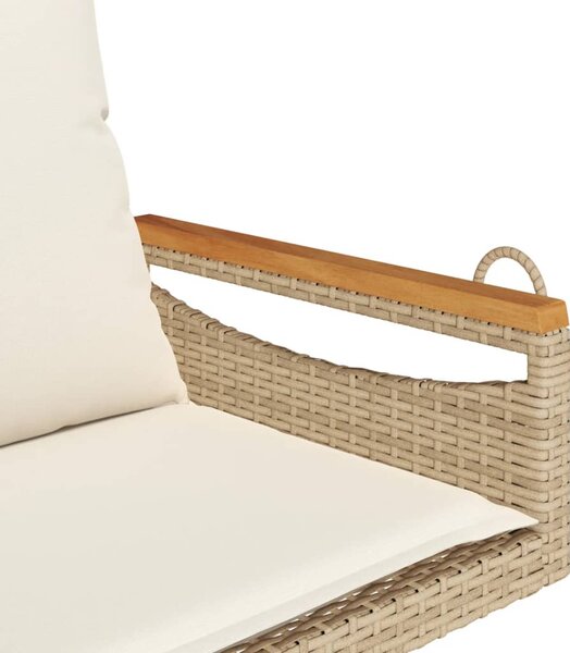 Bézs polyrattan hintapad párnákkal 63 x 62 x 40 cm
