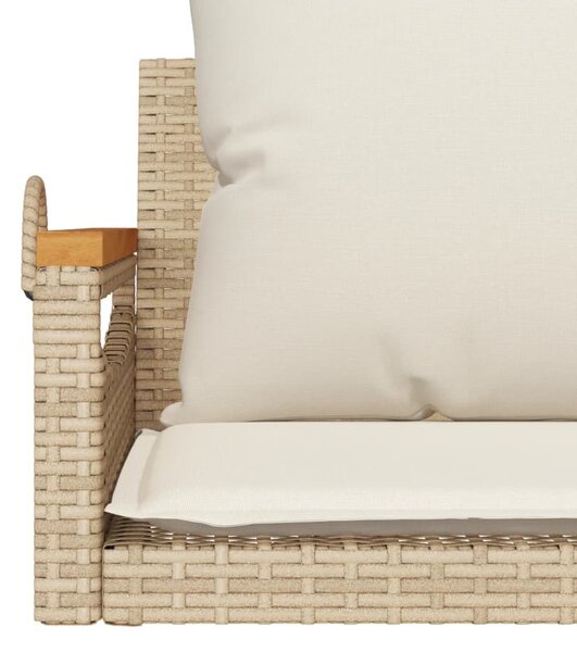 Bézs polyrattan hintapad párnákkal 63 x 62 x 40 cm