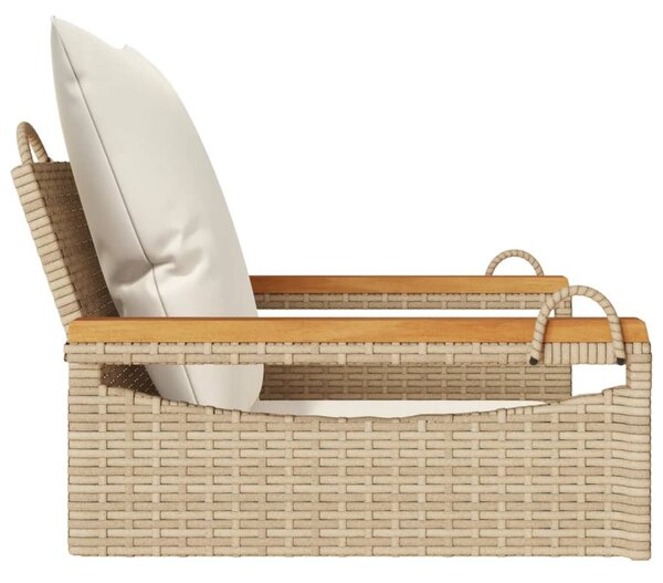 Bézs polyrattan hintapad párnákkal 63 x 62 x 40 cm