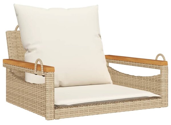 Bézs polyrattan hintapad párnákkal 63 x 62 x 40 cm