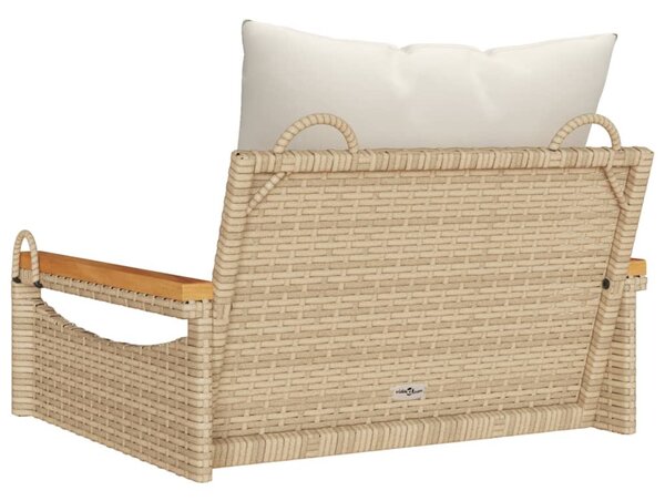 Bézs polyrattan hintapad párnákkal 63 x 62 x 40 cm